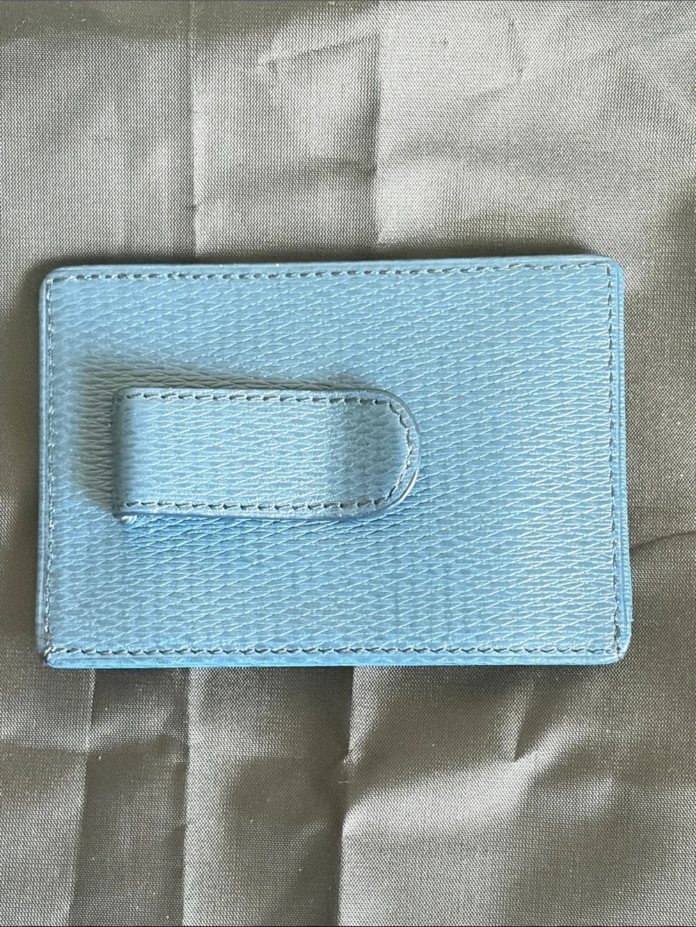 Men’s Tumi Blue Leather Slim Card Holder/Money Clip with Metal Logo - Picture 4 of 9